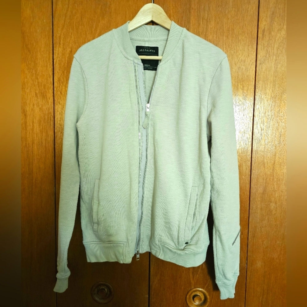 AllSaints Newton Light Gray Bomber Jacket